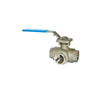 Kogelkraan 3-weg hendel RVS/RPTFE-TFM1600 BSPP gereduceerde L of T-boring PN63, econ type 7760, direct mount iso top,