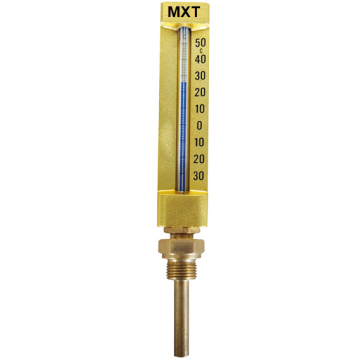 Glass tube thermometer |fig. 1648 │class 600 │straight type 90 degrees | Sharp priced | machined thermometer straight | Webshop, Glass thermometer, glass thermometer fig. 1648, insertion length, measuring range, process connection, anodized, male thread, 