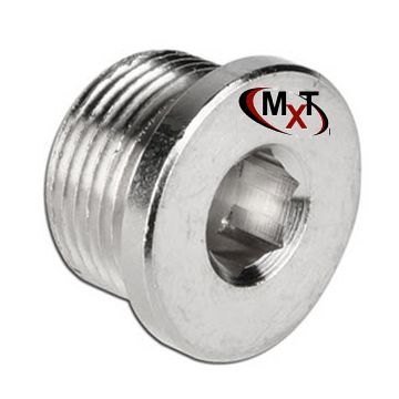 Plug blind hexagon socket collar brass nickel plated