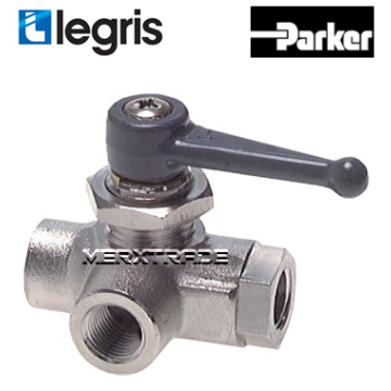 3-weg Kogelkraan | L-boring | Parker Legris │ Paneelmontage │ Schotmontage│ schotdoorvoer| plaatmontage | Industrieel | Webshop
0452