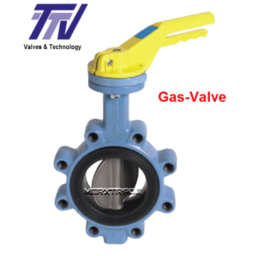 Vlinderklep LUG type handgreep TTV voor gas GGG50 RVS NBR PN5 5bar Butterfly valve lever 1181 67301181