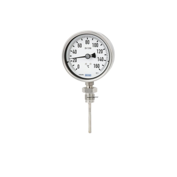 WIKA Bimetallic thermometer, mesuring range degrees, Accuracy class, Bottom connection thermometer, insert stainless steel, eriks, econosto, sika, Measuring range EN 13190, thermowell, IP65, IP66, IP67, model R, Lower mount, S55 back mount, DAkkS calibrat