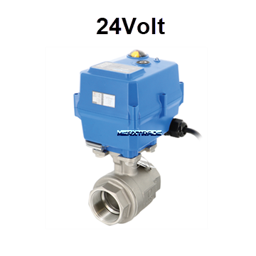 Elektrisch bediende snelsluitende kogelkraan RVS. draad 24Volt AC DC IP67
