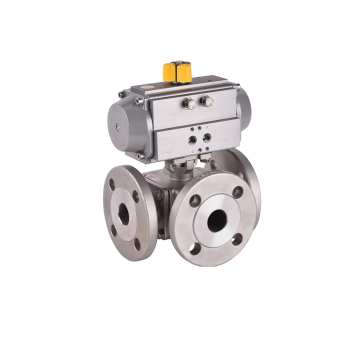 Ball valve 3 way stainless steel pneumatic double acting spring single acting modentic alphair actreg L-bore T-bore- haitima JC Ball valves Full bore
