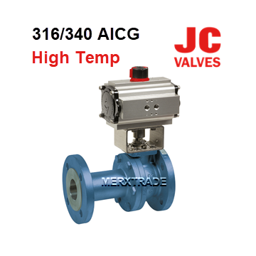 Ball valve high temperature  JC AIGF 316 340 flanged pneumatic double and single acting  316AICG  air driven JC valves made in europe