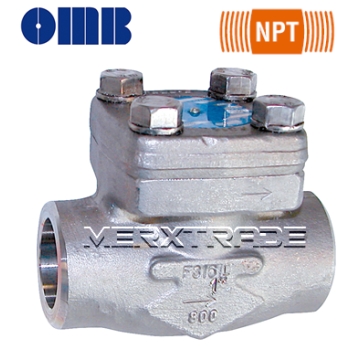 Terugslagklep roestvaststaal RVS merk OMB europa draad NPT en Soklas Moflas smeedstaal checkvalve stainless steel inox 358 econosto eriks 