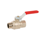 Ball valve full bore red lever brass male-female BSPP