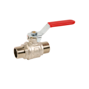 Ball valve heavy duty full bore red lever brass male BSPP