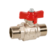 Ball valve heavy duty full bore red butterfly lever brass male BSPP