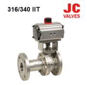 Ball valve JC flanged pneumatic double act F1- 2 piece body Stainless st./St.St./PTFE PN16/40