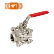 Ball valve 3piece body stainless steel/inox/PTFE-NPT