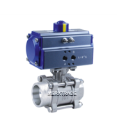 Ball valve 3-piece thread pneumatic single acting stainless.st - Socket Weld-PN63