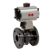 Ball valve flanged pneumatic double acting 2 piece Steel/Stain.St./PTFE PN16/40