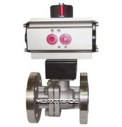 Ball valve flanged pneumatic double acting 2 piece Stain.St./Stain.St./PTFE PN16/40