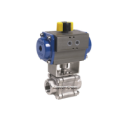 Ball valve 3-piece thread pneumatically double acting stainless.st - BSPP