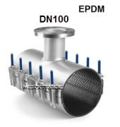 Pijpklem R.V.S-304/EPDM + flens DN100 PN4/6/10/16 Lengte 400mm