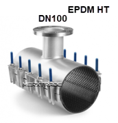 Pijpklem R.V.S-304/EPDM HT + flens DN100 PN3/4/6/10/16 Lengte 500mm