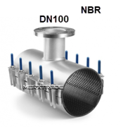 Pijpklem R.V.S-304/NBR + flens DN100 PN3/4/6/10/16 Lengte 500mm