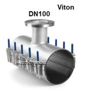 Pijpklem R.V.S-304/Viton + flens DN100 PN3/4/6/10/16 Lengte 500mm
