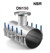 Pijpklem R.V.S-304/NBR + flens DN150 PN4/6/10 Lengte 400mm