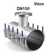 Pijpklem R.V.S-304/Viton + flens DN150 PN3/4/6/10 Lengte 500mm