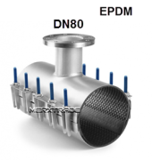 Pijpklem R.V.S-304/EPDM + flens DN80 PN3/4/6/10/16 Lengte 500mm
