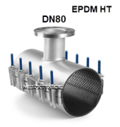 Pijpklem R.V.S-304/EPDM HT + flens DN80 PN4/6/10/16 Lengte 400mm