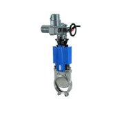 Knife gate valve unidirectional AUMA electric 400Volt Stainless steel - St.St.316 - Metal drill PN10