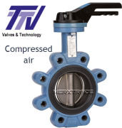 Butterfly valve lug TTV compressed air GGG50 / Stainless steel / Vulcanized NBR PN10/16