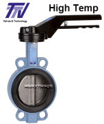 Vlinderklep tussenklem handgreep TTV GGG50/RVS/hoge temperatuur EPDM PN16