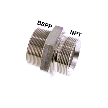 Thread double nipple BSPP x NPT |stainless steel 1.4408 │model 280 | inox |thread BSPP to NPT | GF Piping