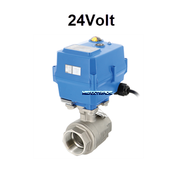 Electrically operated quick-closing stainless steel ball valve. wire 24Volt AC DC IP67