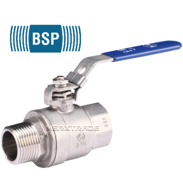 Kogelkraan 2 delig RVS 316 BSPP binnen buiten draad PN63 2 Pieces Ball Valve Male Female Stainless Steel MXT-1178900200