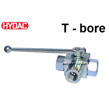 Ball valve hydraulic 3 bore steel zinc  parker hydac pister eriks econosto T drill T-bore thread BSPP ISO228