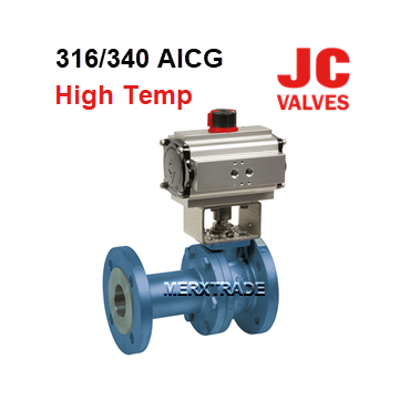 Ball valve high temperature  JC AIGF 316 340 flanged pneumatic double and single acting  316AICG  air driven JC valves made in europe