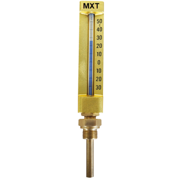 Glass tube thermometer |fig. 1648 │class 600 │straight type 90 degrees | Sharp priced | machined thermometer straight | Webshop, Glass thermometer, glass thermometer fig. 1648, insertion length, measuring range, process connection, anodized, male thread, 