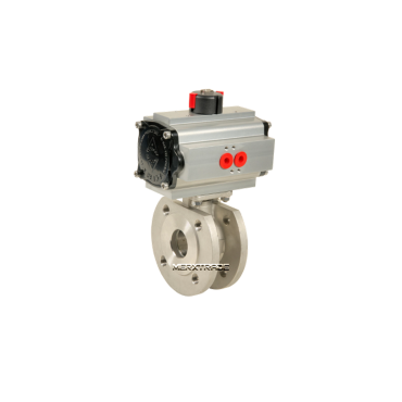 kogelkraan kogelafsluiter tussenklem tussenflenzen roestvaststaal INOX RVS luchtbediend dubbel enkel veer terug ball valve wafer pneumatic eriks 771