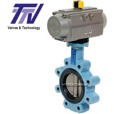 vlinderklep LUG type pneumatisch TTV Teflon RVS Teflon GGG50 butterfly valve wafer pneumatic actuator 1160 1163 1162 1164 1181 ADA ASR