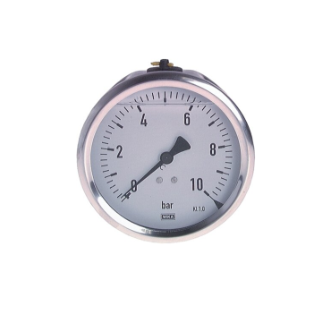 Wika manometer drukmeter 1/2 inch model 213.53, meetsysteem van messing, behuizing roestvrijstaal, bourbon buis type, Duitsland