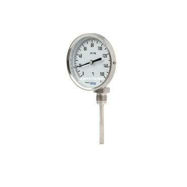 WIKA Bimetaal thermometer, meetbereik graden, Nauwkeurigheidsklasse, Bodemaansluiting thermometer, inzet RVS, eriks, econosto, sika, Meetbereik EN 13190, beschermbuis, IP65, IP66, IP67, model R, Ondermontage, S55 achtermontage, DAkkS kalibratie certificaa