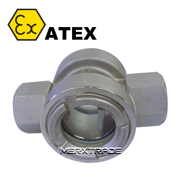 Kijkglas inspectieglas ATEX draad BSP NPT RVS Roestvaststaal sight glass stainlesssteel thread EX 224 Atex Ex