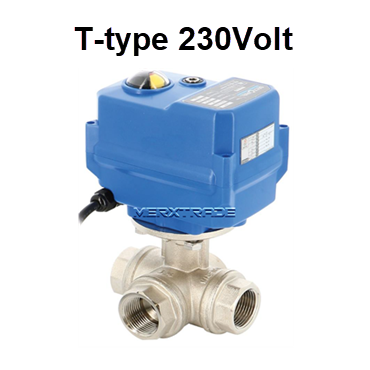 24Volt 230Volt elektrisch Ball valve 3 way electric 230V, BSPP draad gasdraad, T boor 24Volt 230Volt elektrisch Ball valve 3 way electric 230V, BSPP draad gasdraad, T boor