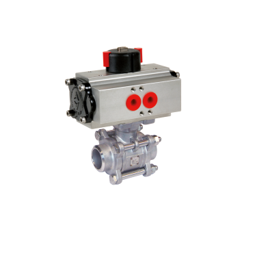 Ball valve butt weld with pneumatic single act actuator, welding ends ball valve stainless steel, air driven, actreg actuator, ASR actuator,