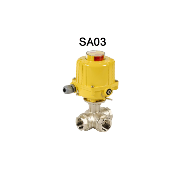 Ball valve 3-way L bore Thread BSP-Messing with electric actuator 230V-AC Ball valve 3-way L bore Thread BSP-Messing with electric actuator 230V-AC