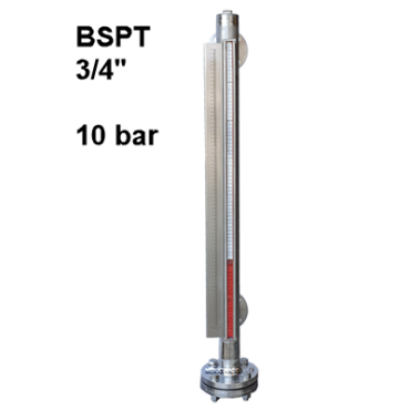 Peiltoestel magnetisch BSPT 34 10bar 7190 7191 roestvaststaal met flens Eriks Econ RVS316 inox level gauge magnetic flanged stainless steel Peiltoestel magnetisch BSPT 34 10bar 7190 7191 roestvaststaal met flens Eriks Econ RVS316 inox level gauge magnetic flanged stainless steel