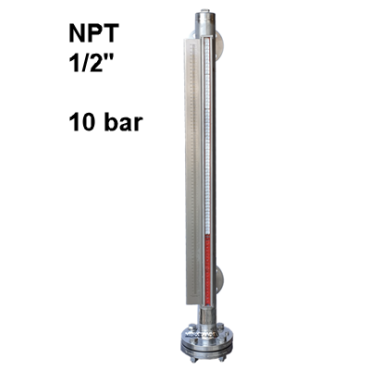 Peiltoestel magnetisch NPT 12 10bar 7190 7191 roestvaststaal met flens Eriks Econ RVS316 inox level gauge magnetic flanged stainless steel Peiltoestel magnetisch NPT 12 10bar 7190 7191 roestvaststaal met flens Eriks Econ RVS316 inox level gauge magnetic flanged stainless steel
