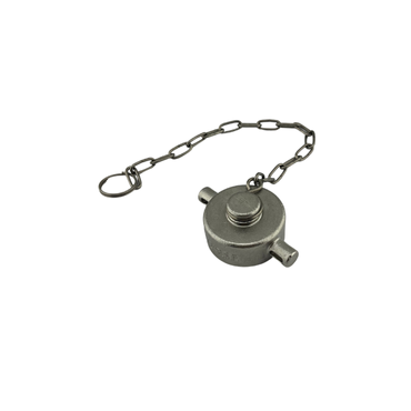 Pijpdop met oren RVS / St.St. chain / PTFE seal - BSP, drip cap lugged, Pijpdop met oren RVS / St.St. chain / PTFE seal - BSP, drip cap lugged,